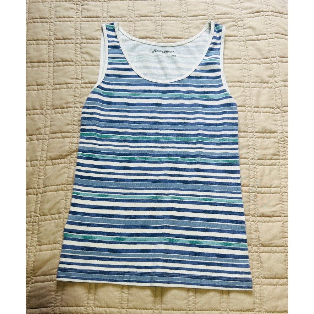 VINTAGE Eddie Bauer Cotton Blend Striped Tank | Size Small